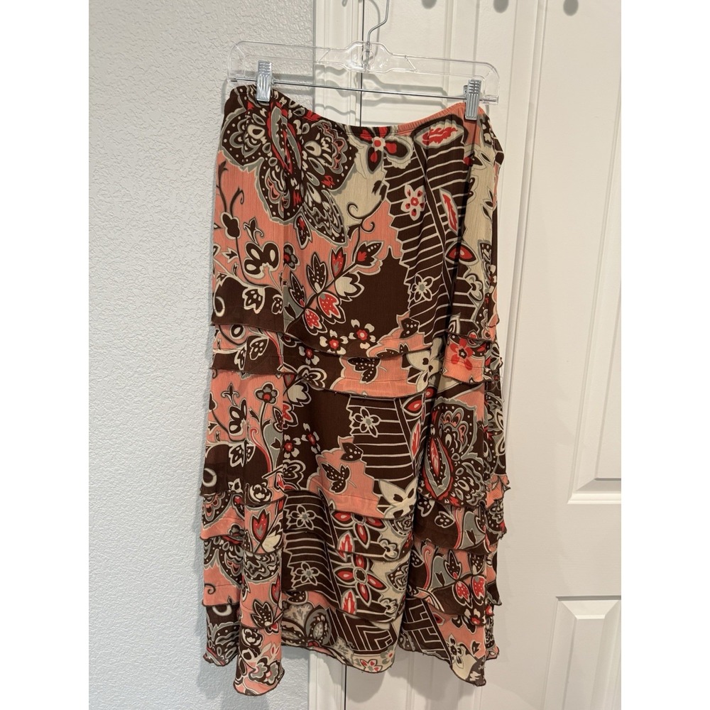 VTG XL Maxi Skirt Tiered Floral Gypsy Long Whimsy Bohemian Hippie Layered Ruffle